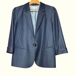 Tahari Arthur Levine brushed Navy Single Breasted Business skirt suit size 10